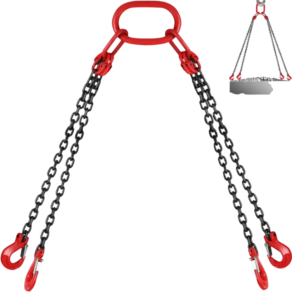 VEVOR Chain Sling, 5/16 inch x 5 ft Lifting Chains with Hooks, G80 Engine Chain Hoist Lifts, 11000 lbs/5 Ton Capacity Lifting Sling Chains for Engine Hoist, Engine Lift Chain with 4 Leg Grab Hooks