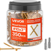 VEVOR Wood Screws 350 PCS, #10 x 3-Inch Anti-Rust Coated, Exterior Deck Screw Torx/T25 Star Drive, Metal Rust-Resistant Outdoor Decking Screws with 2 Screw Connectors, for Decking Fencing Framing