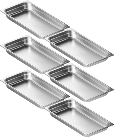 Vevor Hotel Pan Full Size 6-Pack Stainless Steel Steam Table Pan 2.5