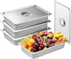 VEVOR 4 Pack Hotel Pans, Full Size Anti-Jam Steam Pan with Lid, 0.8mm Thick Stainless Steel Steam Table Pan, 4-Inch Deep Commercial Table Pan, Catering Storage Food Pan, for Industrial & Scientific