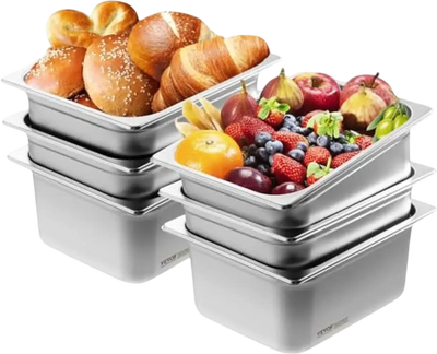 Vevor Steam Table Pan 6-Pack 1/2 Size 6