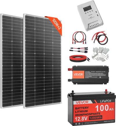 Vevor Solar Power Kit 400W 12V Complete Off-Grid System for RV Home Camping Boats New