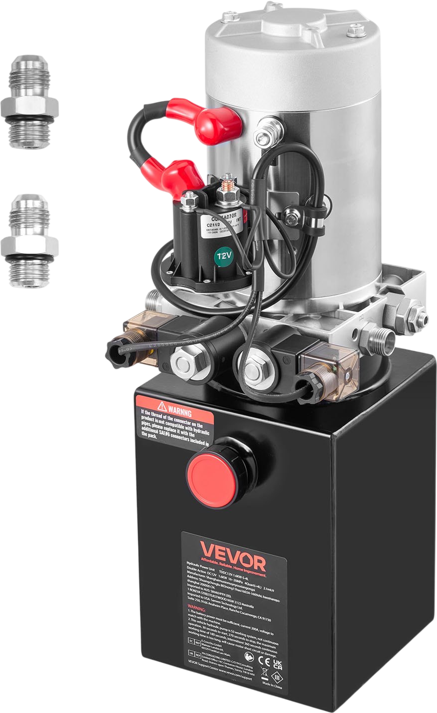 Vevor Hydraulic Pump 4 QT Double Acting 3200 PSI 0.91 GPM Metal Reservoir DC 12V New