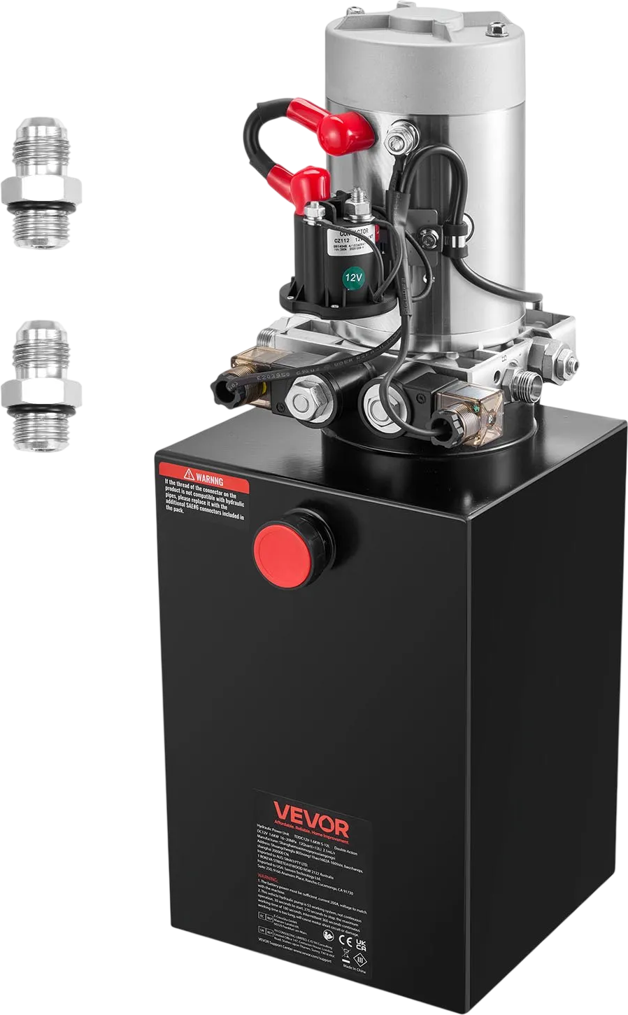 VEVOR 12 Quart Hydraulic Power Unit, Double Acting Dump Trailer Pump, 3200 PSI Max Relief Pressure & 0.91 GPM Flow Rate, DC 12V Hydraulic Pump with Metal Reservoir for Dump Trailer Car Lifting