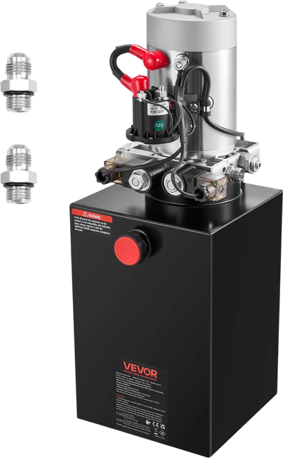 VEVOR 12 Quart Hydraulic Power Unit, Double Acting Dump Trailer Pump, 3200 PSI Max Relief Pressure & 0.91 GPM Flow Rate, DC 12V Hydraulic Pump with Metal Reservoir for Dump Trailer Car Lifting