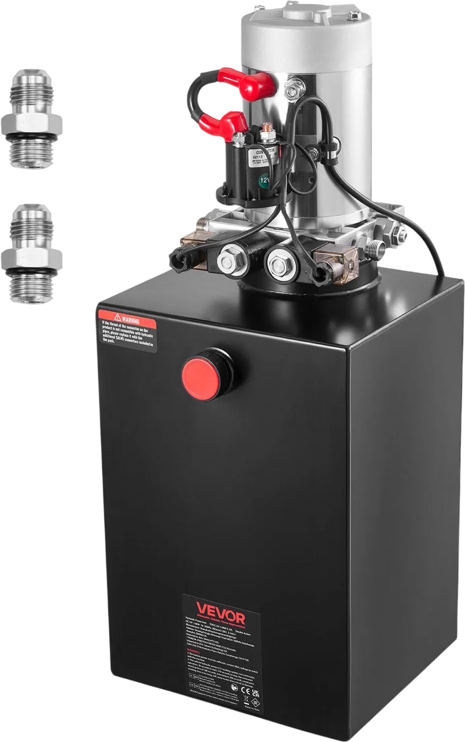 VEVOR 20 Quart Hydraulic Power Unit, Double Acting Dump Trailer Pump, 3200 PSI Max Relief Pressure & 0.91 GPM Flow Rate, DC 12V Hydraulic Pump with Metal Reservoir for Dump Trailer Car Lifting