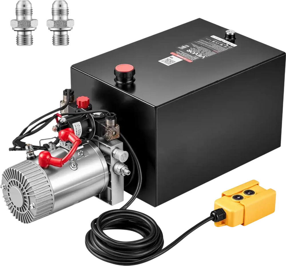 VEVOR 20 Quart Hydraulic Pump, Double Acting Dump Trailer Pump, 3200PSI Max Relief Pressure, 0.91 GPM Flow Rate, DC12V 1.6KW Hydraulic Power Unit for Dump Trailer Car Lifting (Horizontal Installation)