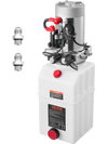 VEVOR 6 Quart Hydraulic Power Unit, Double Acting Dump Trailer Pump, 3200 PSI Max Relief Pressure & 0.91 GPM Flow Rate, DC 12V Hydraulic Pump with Metal Reservoir for Dump Trailer Car Lifting, White