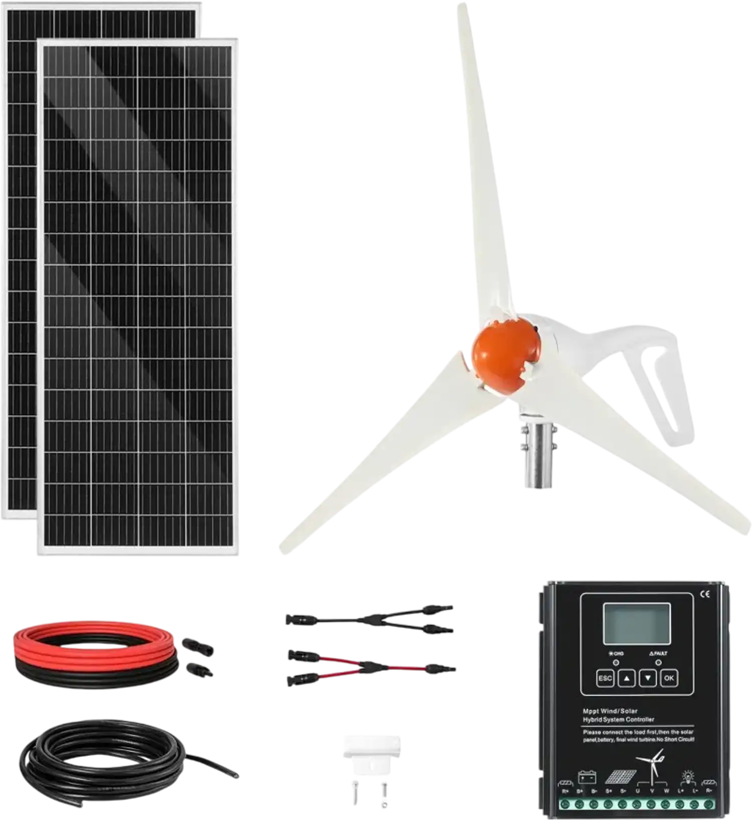 Vevor Solar Wind Power Kit 12V 400W Monocrystalline Panels & 200W Turbine New