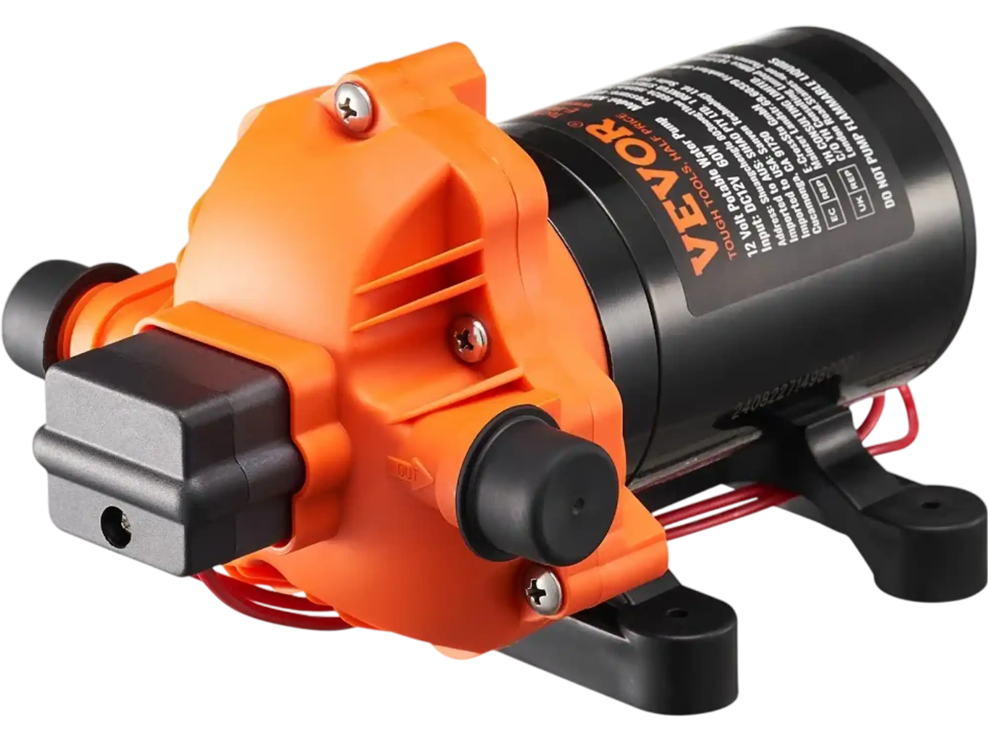 Vevor Water Pump 12V Diaphragm 1.8 GPM 3-Chamber Pressure Switch New