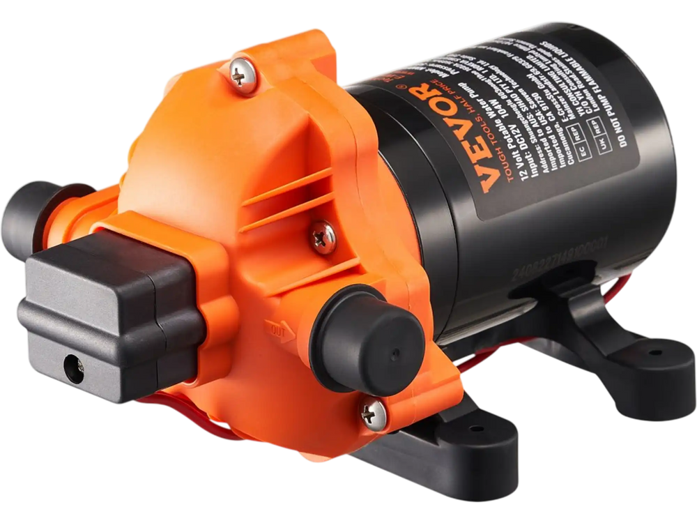 VEVOR 12V Diaphragm Pump, 3.5 GPM (13.25 L/min), 3-Chamber 12 Volt DC Water Pump with Automatic Pressure Switch 40-100 PSI Adjustable, 50 PSI, 1/2'' MNPT Port, for RV Yacht Food Truck Camper Marine
