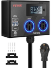 VEVOR NEMA Splitter for Dryer and EV, 3-Color LED Indicator, 240V Smart Power Distribution, With NEMA 14-50 Plug, Two NEMA 14-50 Outlets, 3.4 in LCD Screen, Max 40A Dryer EV, Tested to ETL Standard