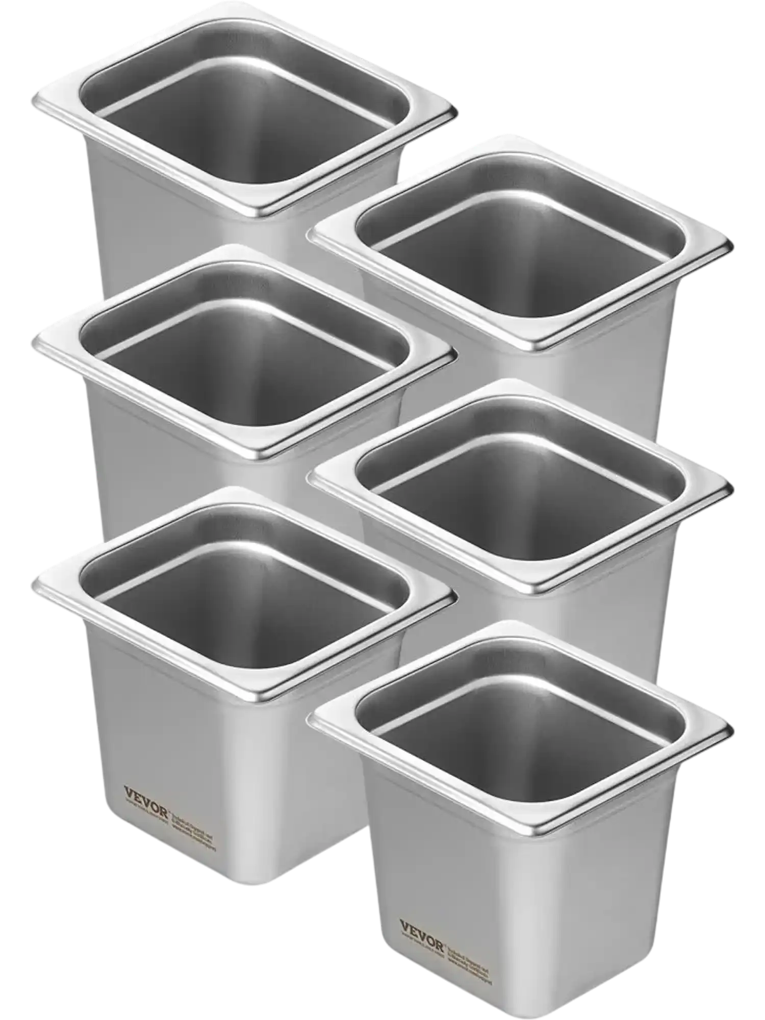Vevor Steam Table Pan 1/6 Size 6-Pack 6