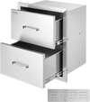 VEVOR Outdoor Kitchen Drawers 17.8W x 20.2H x 12.2D Inch, Flush Mount Double BBQ Drawers Stainless Steel with Handle, BBQ Island Drawers for Outdoor Kitchens or Patio Grill Station