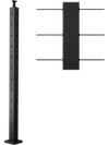 VEVOR Cable Railing Post, 42x2x2 Inch Corner Railing Post, with L-Shaped Pre-Drilled Holes, Stainless Steel Cable Rail Post with Horizontal and Curved Bracket, 1-Pack, Black, 1JZLGZXHS1065S1EW001V0