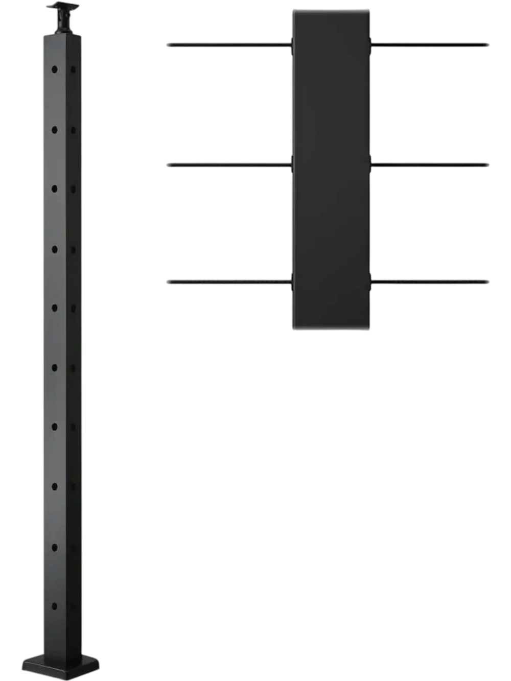 VEVOR Cable Railing Post, 36x1x2 Inch Corner Railing Post, with L-Shaped Pre-Drilled Holes, Stainless Steel Cable Rail Post with Horizontal and Curved Bracket, 1-Pack, Black, 1JZLGZXHS914IVCFL001V0