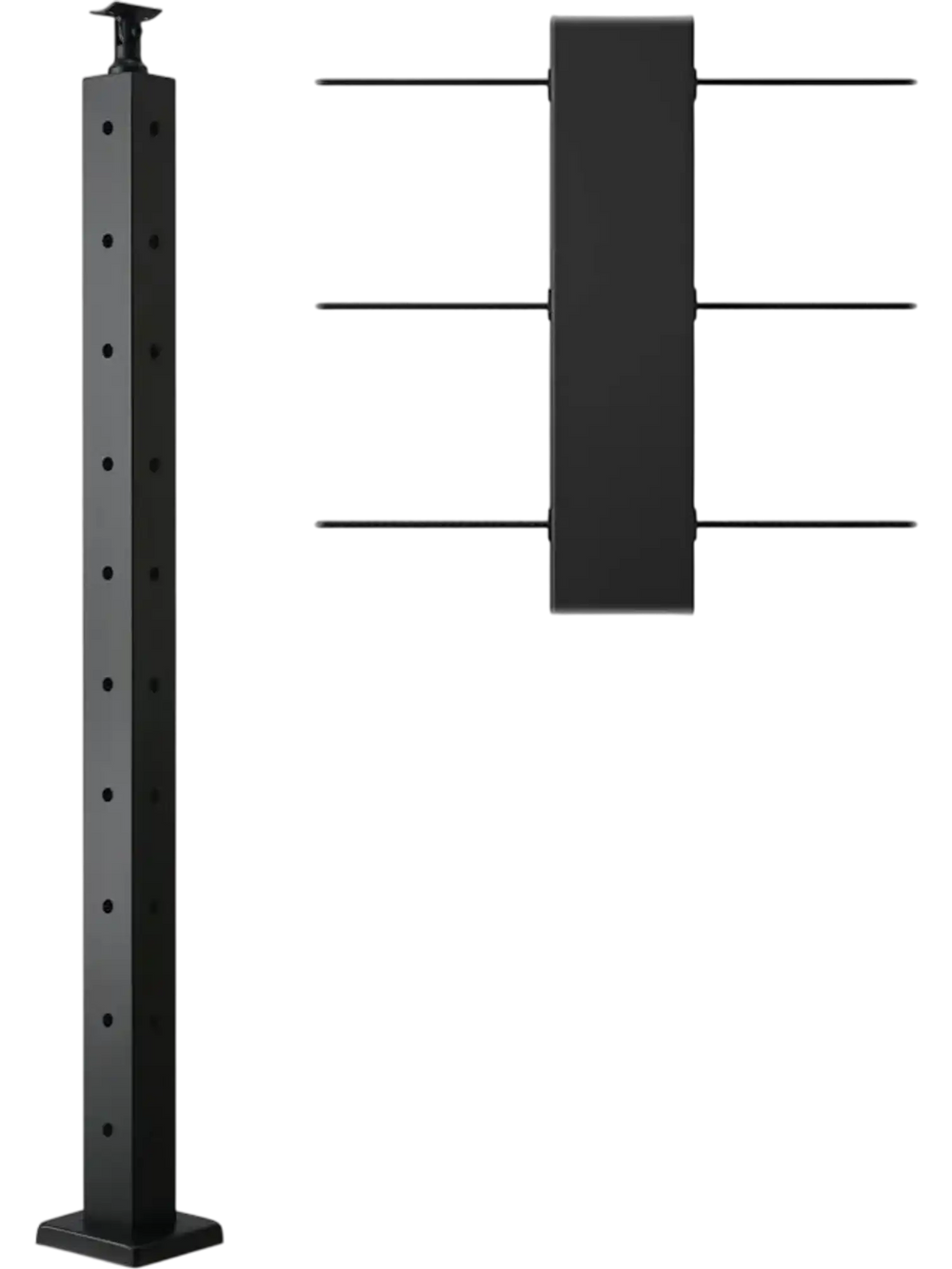 VEVOR Cable Railing Post, 36x2x2 Inch Corner Railing Post, with L-Shaped Pre-Drilled Holes, Stainless Steel Cable Rail Post with Horizontal and Curved Bracket, 1-Pack, Black, 1JZLGZXHS914ZPBNY001V0