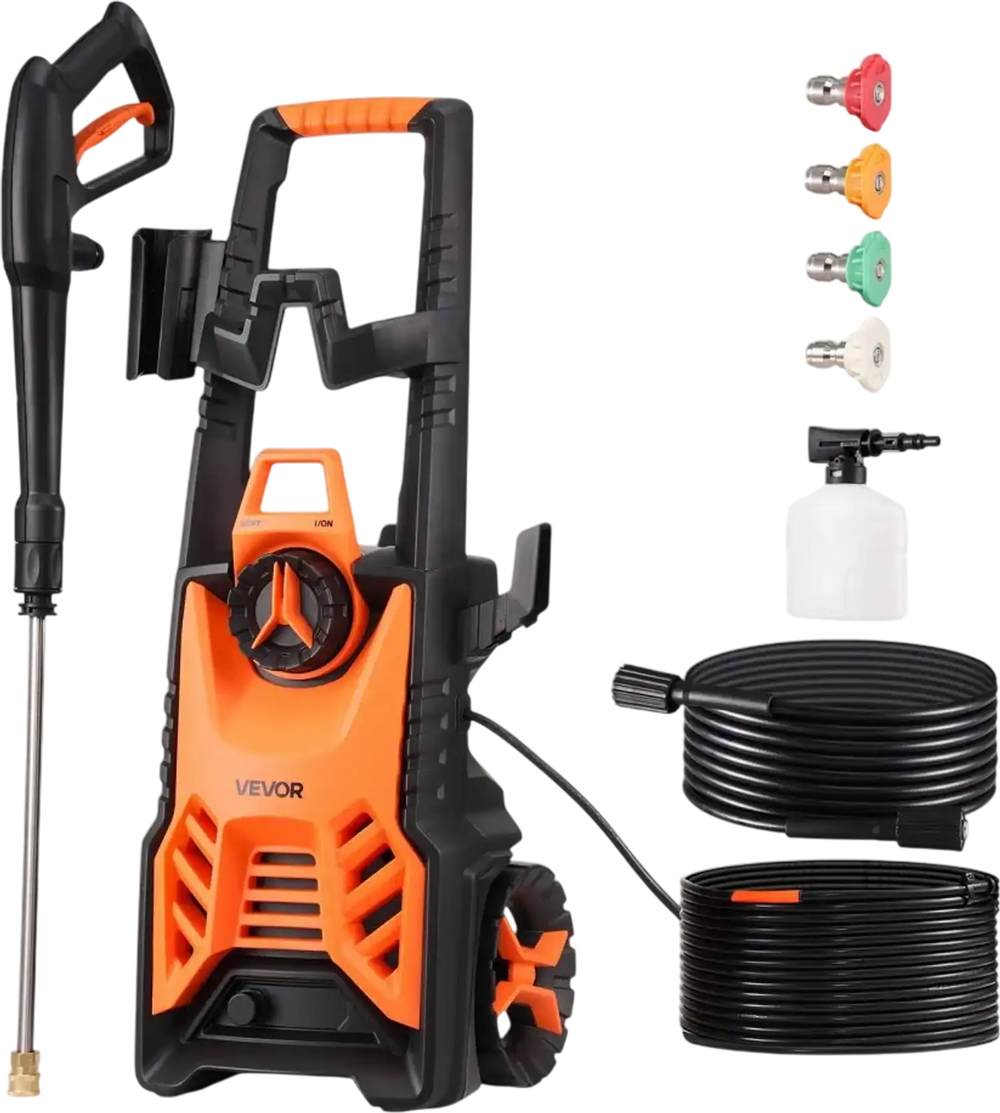 VEVOR Electric Pressure Washer, Max 4500 PSI and 3.2 GPM, High Power Pressure Cleaning Machine with 4 Quick Connect Nozzles and a Foam Cannon, Ideal for Cars/Fences/Driveways/Patios/Home Cleaning