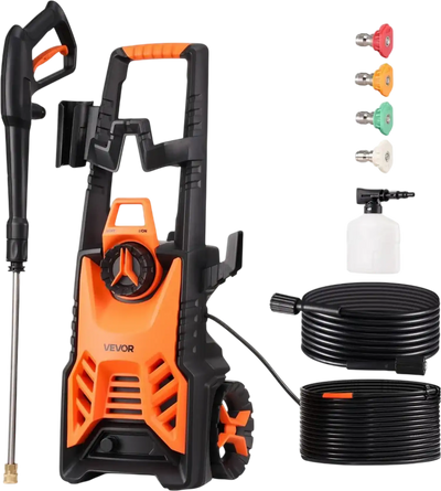 VEVOR Electric Pressure Washer, Max 4500 PSI and 3.2 GPM, High Power Pressure Cleaning Machine with 4 Quick Connect Nozzles and a Foam Cannon, Ideal for Cars/Fences/Driveways/Patios/Home Cleaning