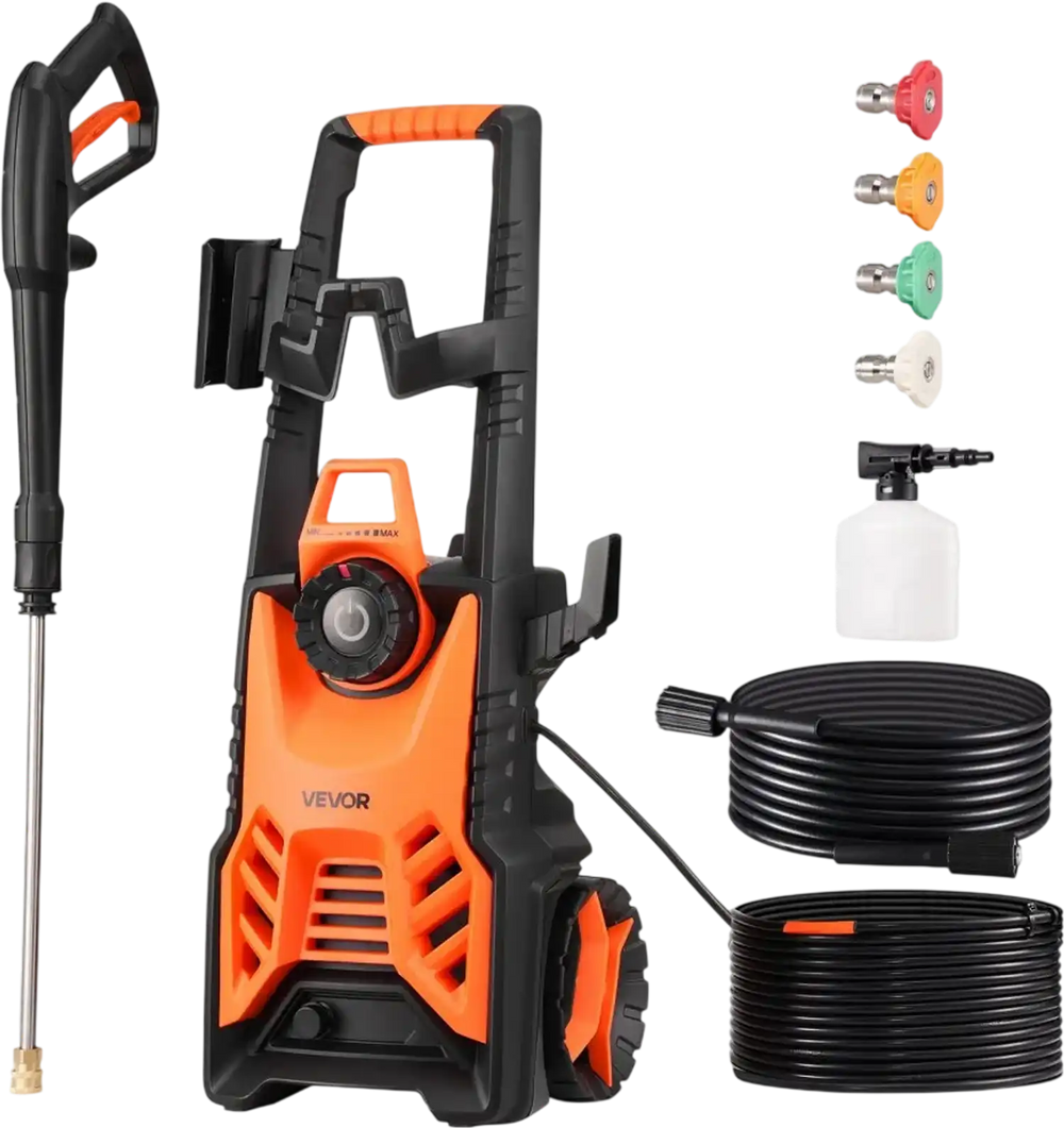 VEVOR Electric Pressure Washer, Max 4500 PSI and 3.2 GPM With Pressure Adjustment, High Power Pressure Cleaning Machine with 4 Quick Connect Nozzles, for Cars/Fences/Driveways/Patios/Home Cleaning