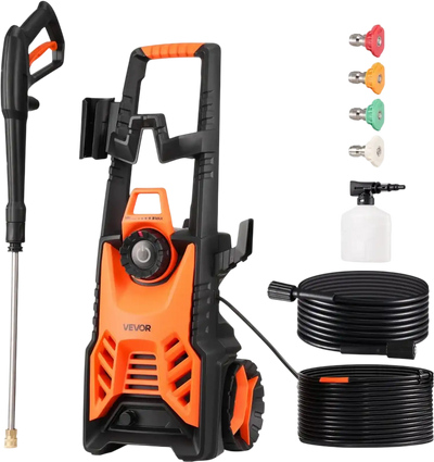 VEVOR Electric Pressure Washer, Max 4500 PSI and 3.2 GPM With Pressure Adjustment, High Power Pressure Cleaning Machine with 4 Quick Connect Nozzles, for Cars/Fences/Driveways/Patios/Home Cleaning