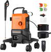 VEVOR Electric Pressure Washer, Max 2700 PSI and 1.8 GPM, High Power Pressure Cleaning Machine with 4 Quick Connect Nozzles and a Foam Cannon, Ideal for Cars/Fences/Driveways/Patios/Home Cleaning