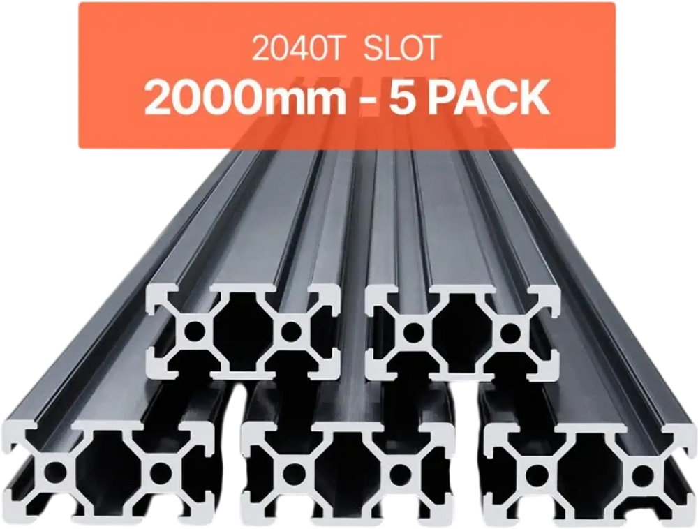 VEVOR 5PCS 78.7 in (2000mm) T Slot 2040 Aluminum Extrusion Profile, European Standard Anodized Linear Rail, High-Strength Extruded Aluminum Rail for 3D Printer, CNC Machine DIY, Laser Engraving, Black