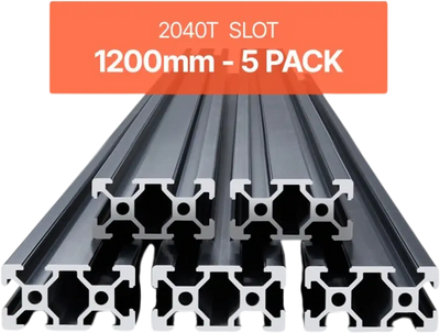 VEVOR 5PCS 47.2 in (1200mm) T Slot 2040 Aluminum Extrusion Profile, European Standard Anodized Linear Rail, High-Strength Extruded Aluminum Rail for 3D Printer, CNC Machine DIY, Laser Engraving, Black