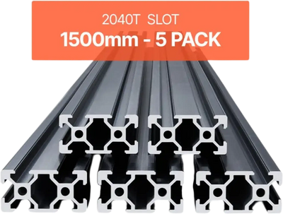 VEVOR 5PCS 59 in (1500 mm) T Slot 2040 Aluminum Extrusion Profile, European Standard Anodized Linear Rail, High-Strength Extruded Aluminum Rail for 3D Printer, CNC Machine DIY, Laser Engraving, Black