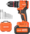 VEVOR Hammer Drill 20V 1/2 in 30000 IPM Brushless Cordless Impact Drill Kit, for Drilling Wood Metal Screw Driving, 4000 mAh Lithium-Ion Battery Pack and Charger, with All-Metal Chuck, Compact Design