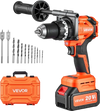 VEVOR Hammer Drill 20V 1/2 in 24000 IPM Brushless Cordless Impact Drill Kit, for Drilling Wood Metal Screw Driving, 4000 mAh Lithium-Ion Battery Pack and Charger, with All-Metal Chuck, Compact Design