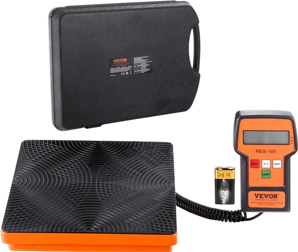 VEVOR Refrigerant Scale 220 LBS HAVC Charging Recovery Freon Scale, with Wired Remote Control, 5g High Precision Electronic Digital Recovery Weight Scale with Case and Dry Battery