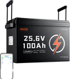 VEVOR 24V 100Ah LiFePO4 Lithium Battery 4000+ Cycles 100A BMS with Bluetooth, 2560Wh Lithium Battery with Low Temperature Protection, Supports 8P2S Connection, for RV, Trolling Motor, Marine, Solar