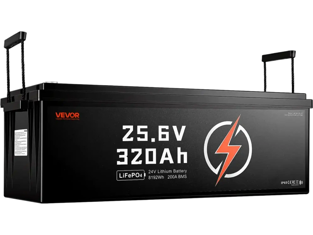 VEVOR 24V 320Ah LiFePO4 Lithium Battery 4000+ Cycles 200A BMS with Bluetooth, 8192Wh Lithium Battery with Low Temperature Protection, Supports 8P2S Connection, for RV, Trolling Motor, Marine, Solar