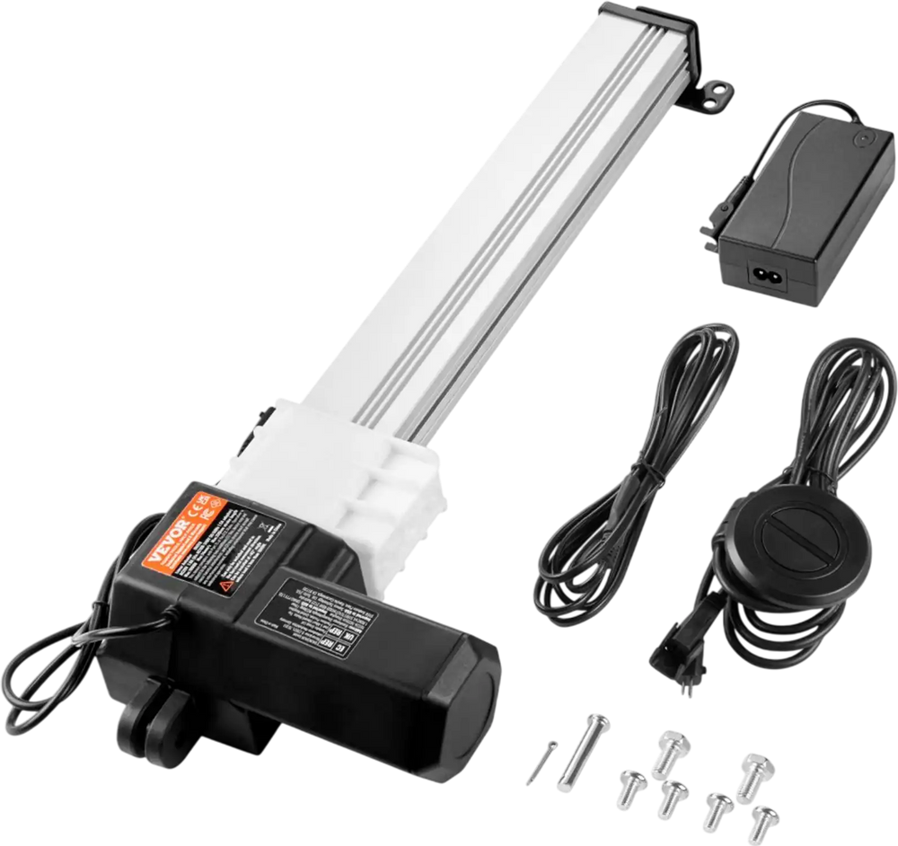 VEVOR Linear Actuator Kit, 13 Inch High Speed 0.55"/s Linear Motion Actuator 24V, 220lbs/1000N Linear Actuator for TV/Table/Sofa Lifting, IP44 Protection - Adapter Power Supply Included
