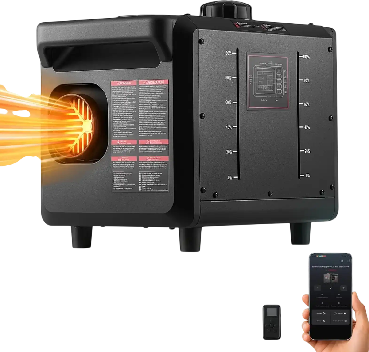 Vevor Diesel Heater 12-24V Portable Camping Air Heater with Bluetooth App Control and CO Alarm New