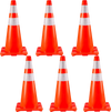 VEVOR 6Pack Traffic Cones, 28\"Safety Cones, PVC Orange Traffic Safety Cone with Reflective Collar, for Road Parking Training Cones