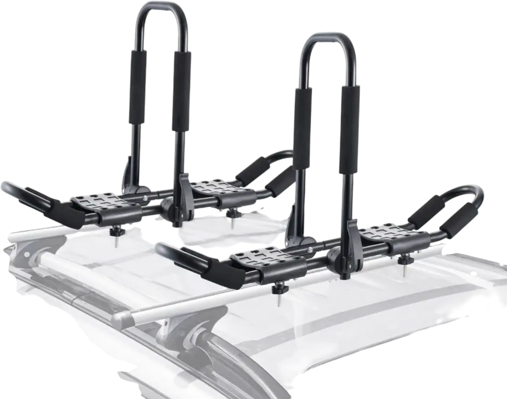 VEVOR Kayak Roof Rack 1 Pair J-Bar, Soft Roof Rack, Top Mount Tie Down, Carrier for kayak, Surf Board, Canoe, SUP, Ski Board, Mount on Car, SUV, Truck, 2 Kayaks