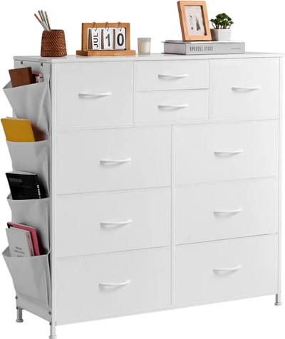 Vevor Dresser 10-Drawer Fabric Storage Tower White New