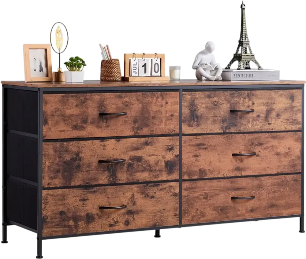 VEVOR 6 Drawer Dresser Tall Chest Organizer Drawer Dresser TV Stand with Storage Closet Storage Drawers with Sturdy Steel Frame Fabric Storage Tower