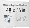VEVOR Glass Dry Erase Board 2 Pack 35.4 x 23.6 in White Magnetic Whiteboard, Wall-Mounted, Frameless, Thick Tempered Glass, with Markers, Magnets and Eraser, for Office, School Classroom, Home Study