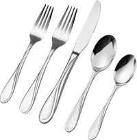 VEVOR 30-Piece Silverware Set, Food-Grade Stainless Steel Flatware Utensils, Mirror Finished Cutlery Set, Dishwasher Safe Eating Tableware for Kitchen Home, Service for 6, Include Knife Fork Spoon