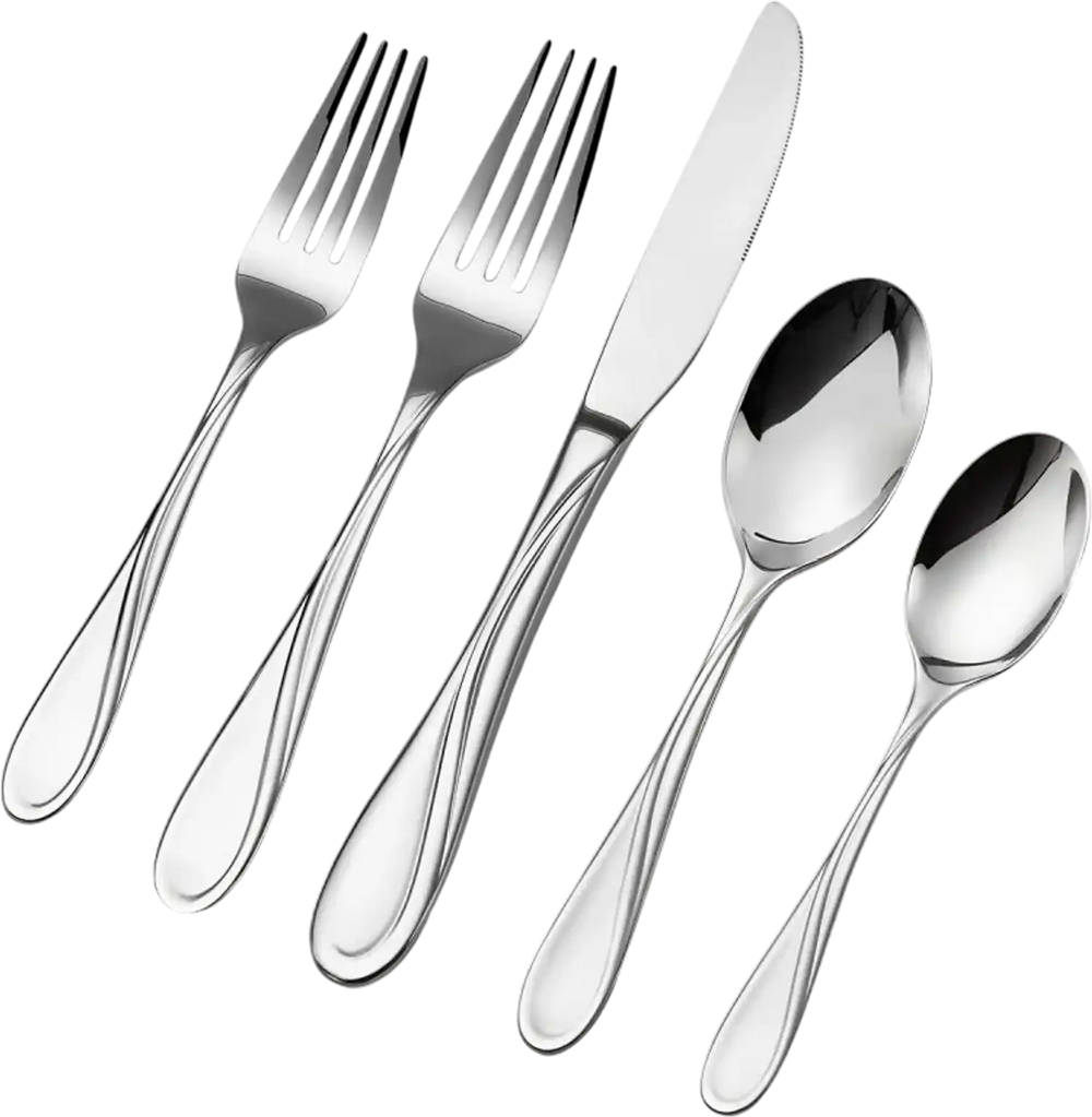 VEVOR 45-Piece Silverware Set, Food-Grade Stainless Steel Flatware Utensils, Mirror Finished Cutlery Set, Dishwasher Safe Eating Tableware for Kitchen Home, Service for 8, Include Knife Fork Spoon