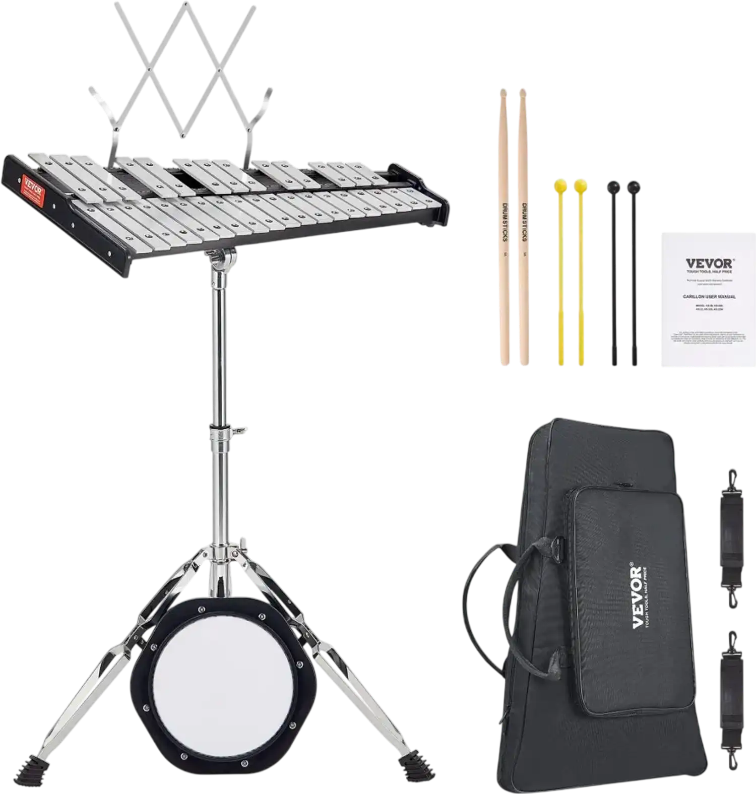 Vevor Glockenspiel 32-Note Xylophone Bell Kit with Stand, 8