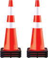VEVOR 6Pack 36\" Traffic Cones, Safety Road Parking Cone with Black Weighted Base, PVC Orange Traffic Safety Cones, Hazard Cones Reflective Collars for Construction Traffic Parking