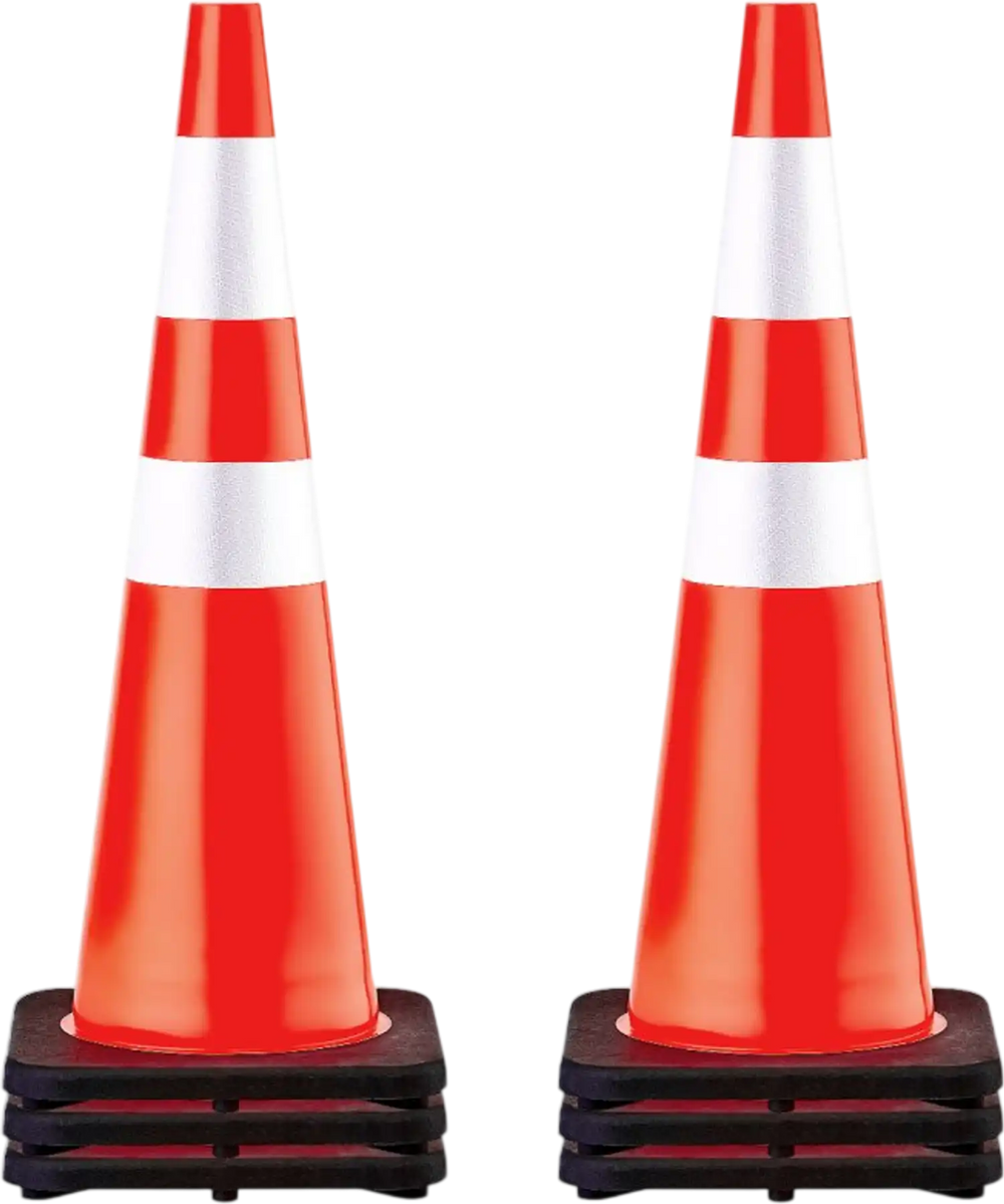 VEVOR 6Pack 36\" Traffic Cones, Safety Road Parking Cone with Black Weighted Base, PVC Orange Traffic Safety Cones, Hazard Cones Reflective Collars for Construction Traffic Parking