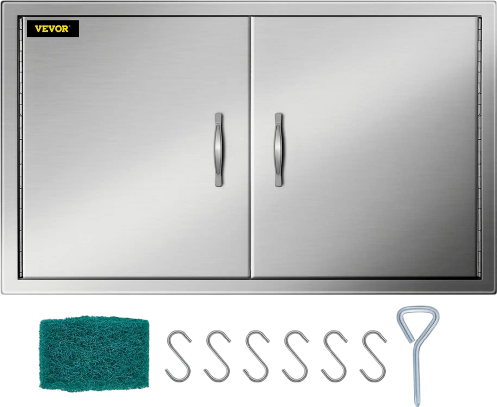 VEVOR BBQ Access Door 36W x 21H Inch, Double BBQ Door Stainless Steel, Outdoor Kitchen Doors for BBQ Island, Grill Station, Outside Cabinet