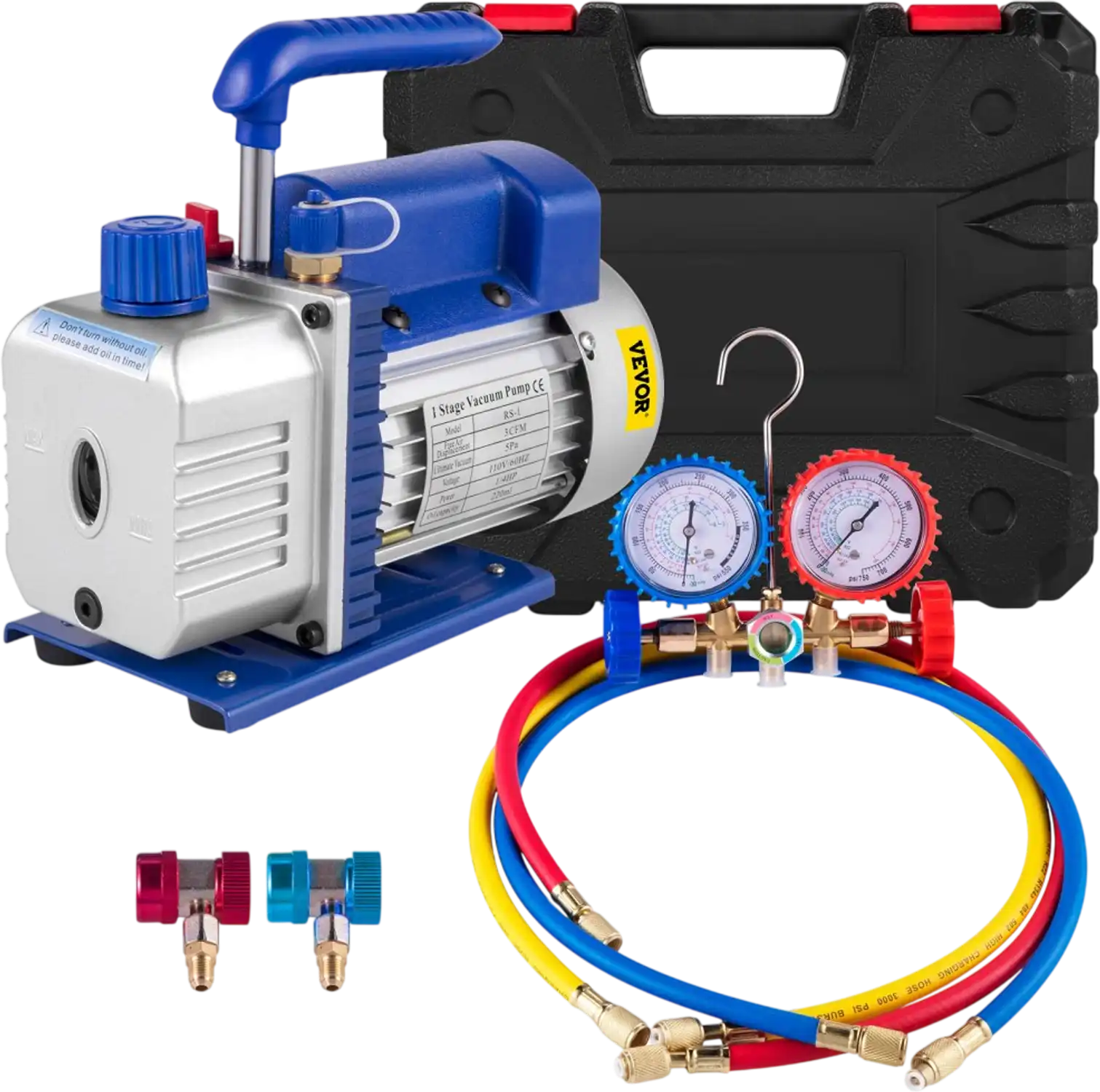Vevor Vacuum Pump 3 CFM 1/4 HP Single Stage HVAC Refrigeration Kit New ...