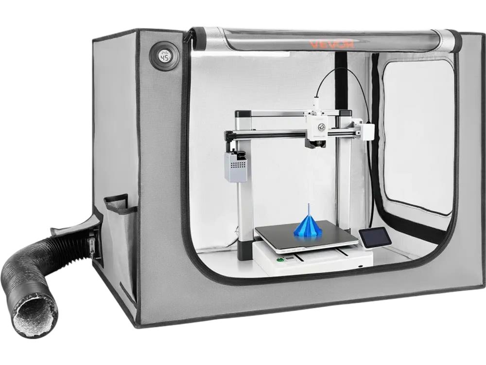 VEVOR 3D Printer Enclosure with Ventilation, Dustproof Waterproof Large Size 600D Oxford Cloth 3D Printer Tent, Constant Temperature Protective Case with LED, Designed for Bambu Lab A1 Combo, Grey