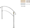VEVOR Handrails for Outdoor Steps, Fit 1 or 3 Steps Outdoor Stair Railing, White Wrought Iron Handrail, Flexible Front Porch Hand Rail, Transitional Handrails for Concrete Steps or Wooden Stairs